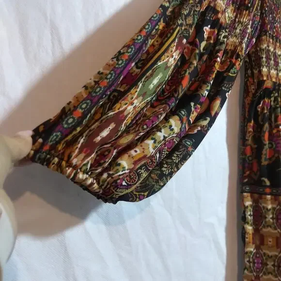 Floral & Ivy 3/4 Sleeve Paisley Blouse Bohemian Retro Multicolor Size M - Picture 3 of 7